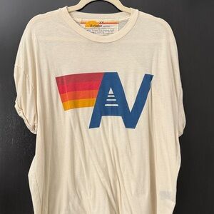 Aviator Nation Cream Tee with Blue and Red Graphic